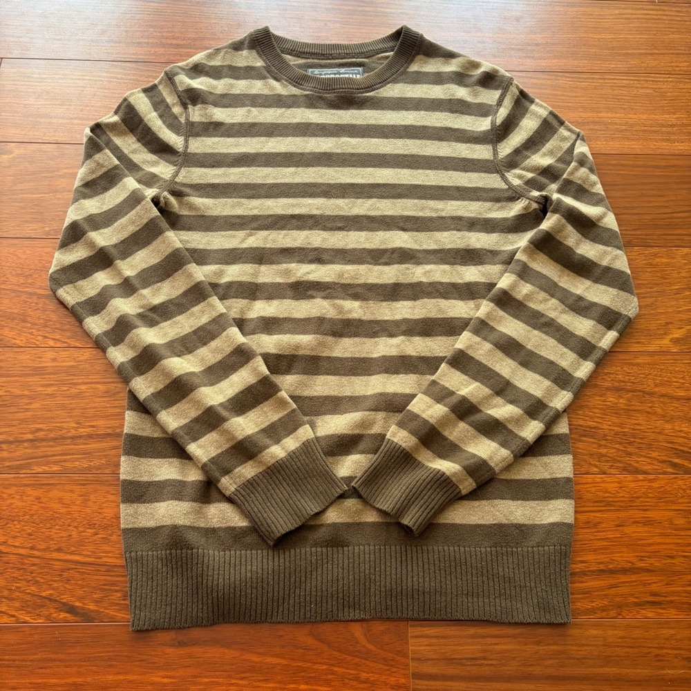 Aeropostale Vintage Y2K Striped Crewneck Sweater Brown Tan Cotton Acrylic Small